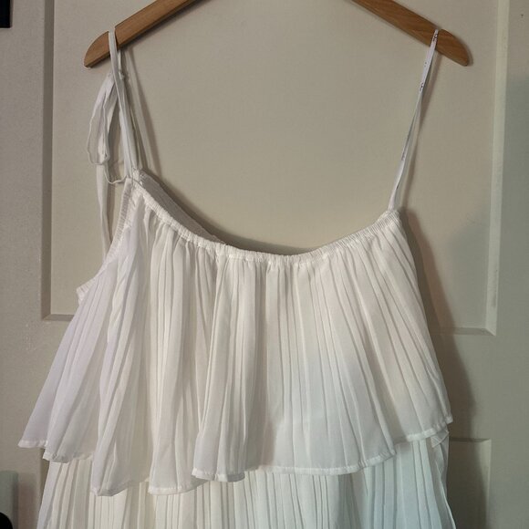 Lulus Blowing Kisses White Pleated One-Shoulder Mini Dress - XL, NWT - Picture 6 of 11